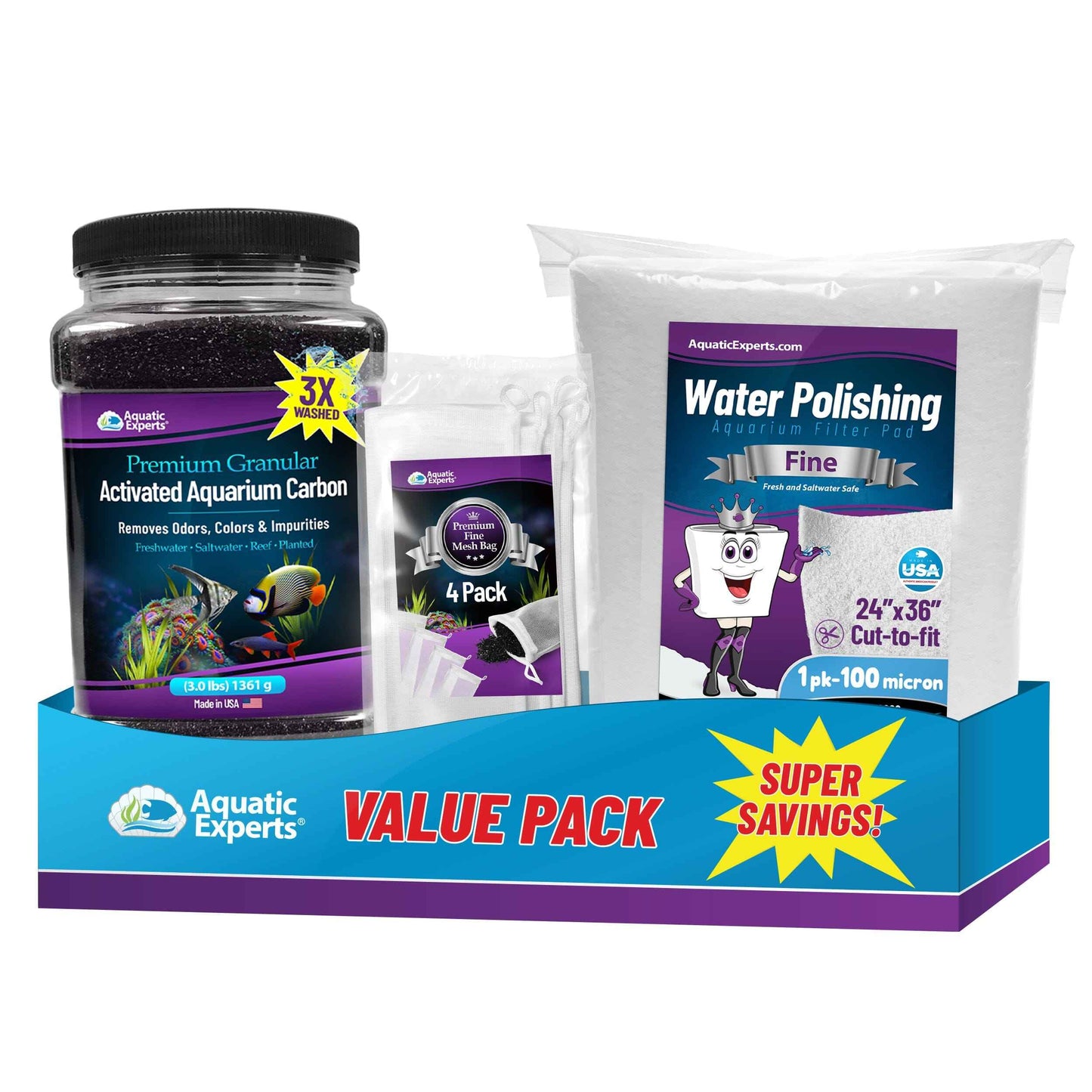 Clean Water Bundle - Activated Carbon Bags for Clear Aquarium Water