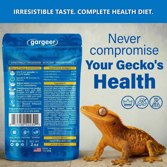 Gargeer 'Picky Geck' Caledonian Breeze - Premium Crested Gecko Food | Digestion & Eye Support