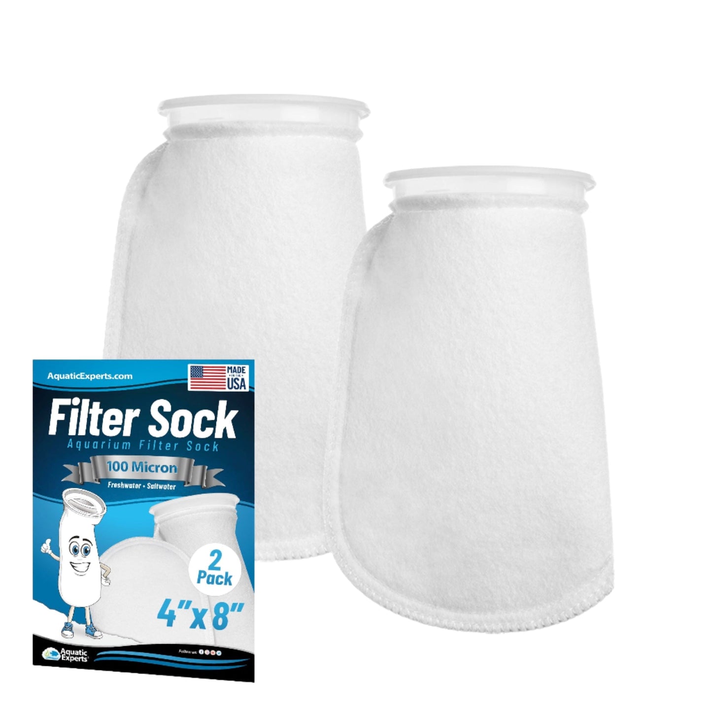 4" Ring Aquarium Filter Sock 100 Micron for Saltwater Aquariums