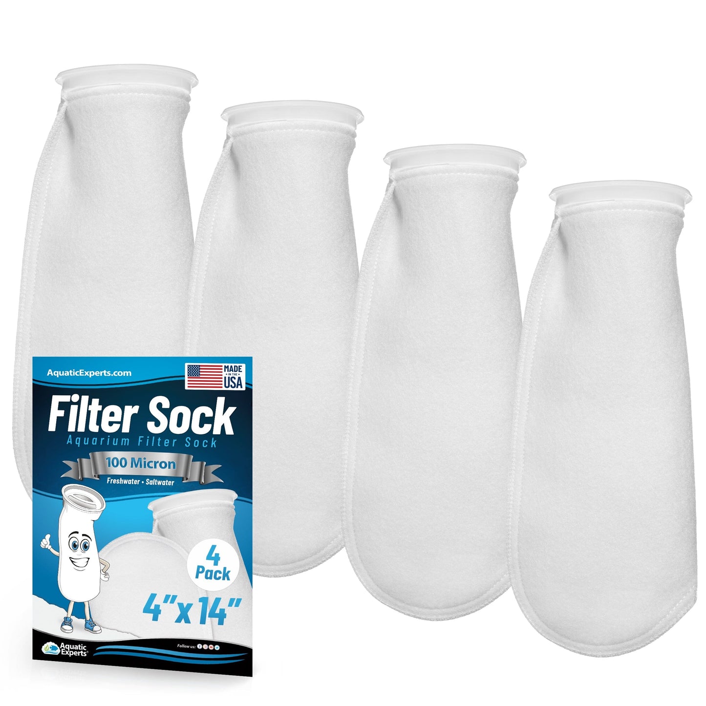 4" Ring Aquarium Filter Sock 100 Micron for Saltwater Aquariums