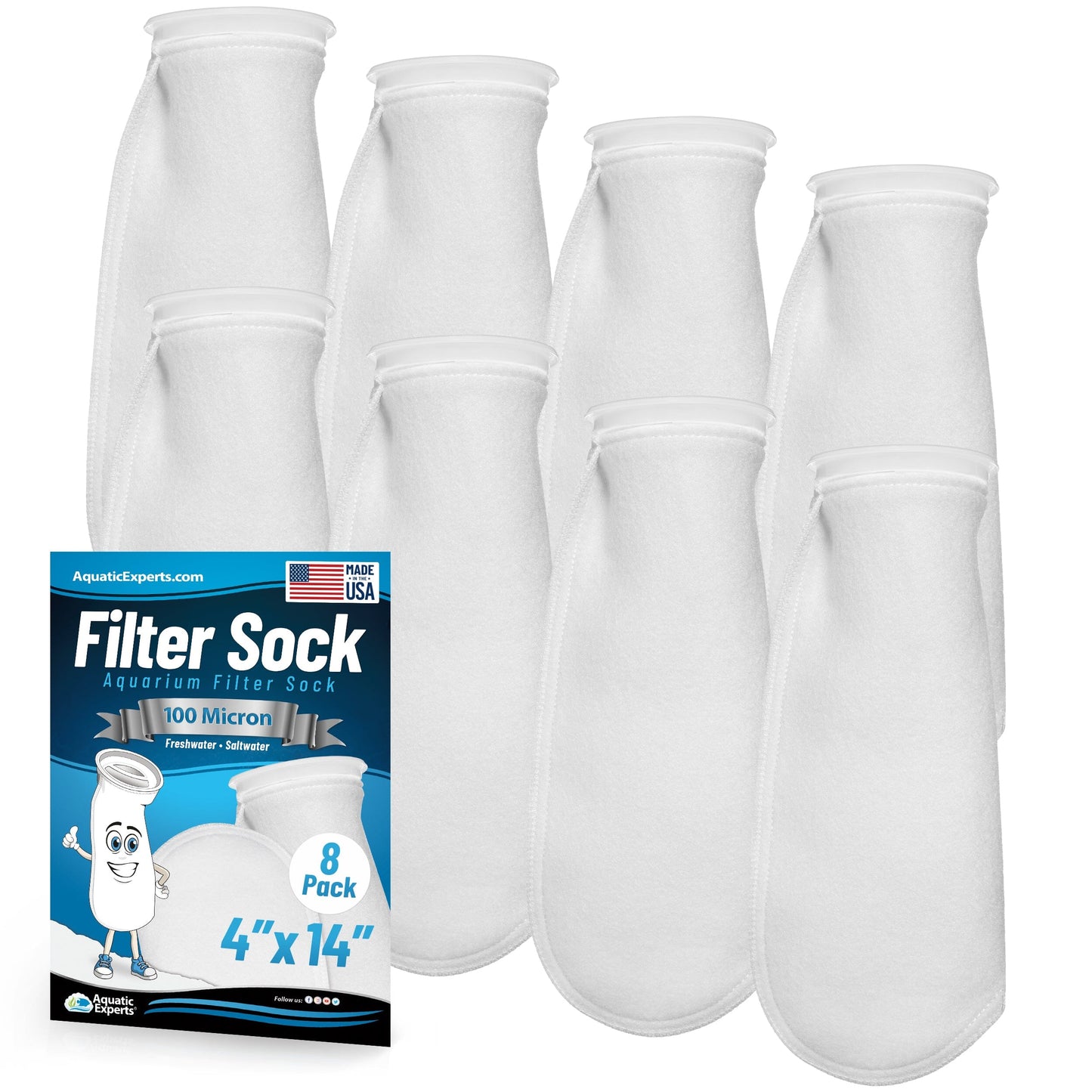 4" Ring Aquarium Filter Sock 100 Micron for Saltwater Aquariums