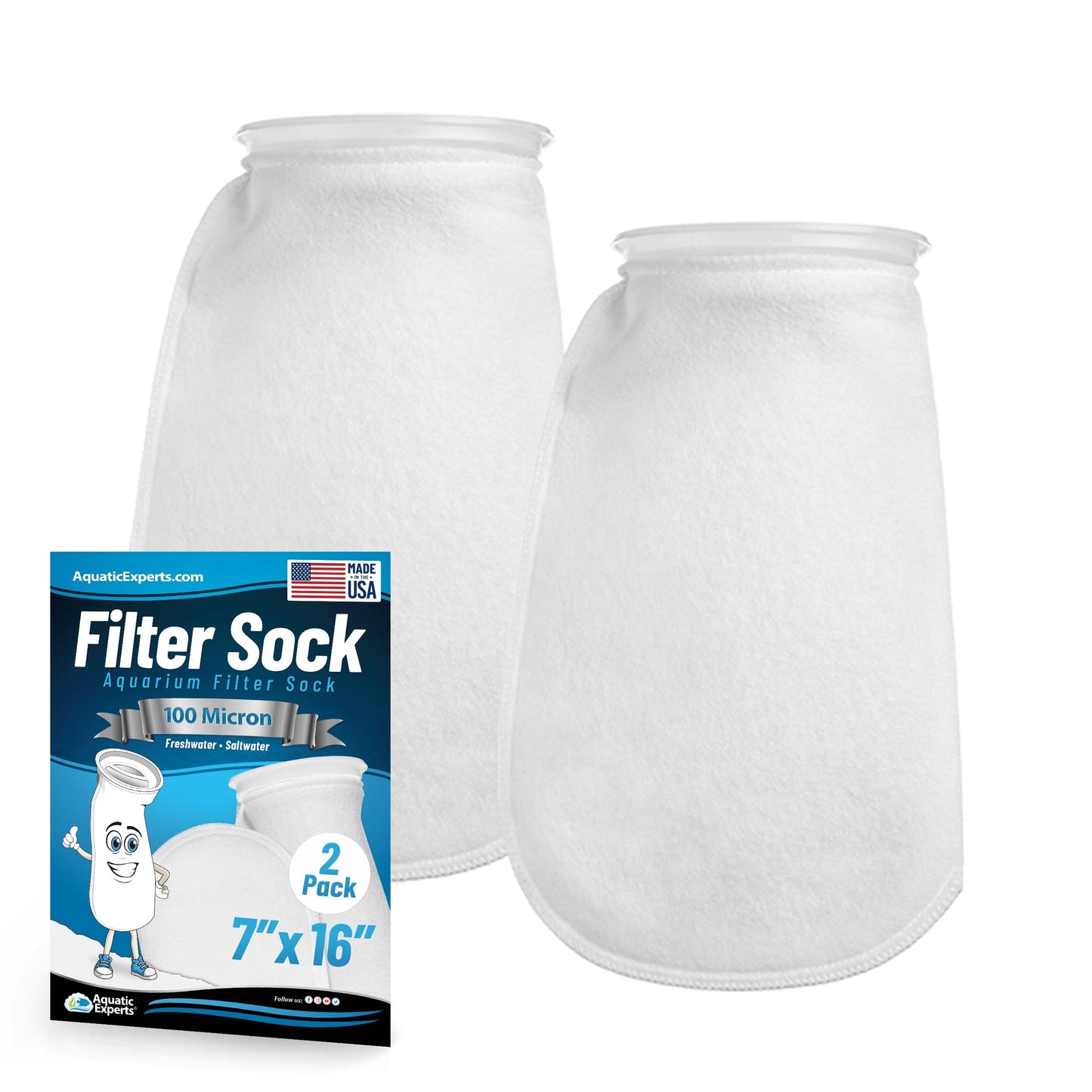 7" Ring Aquarium Filter Sock 100 Micron for Saltwater & Reef Aquariums