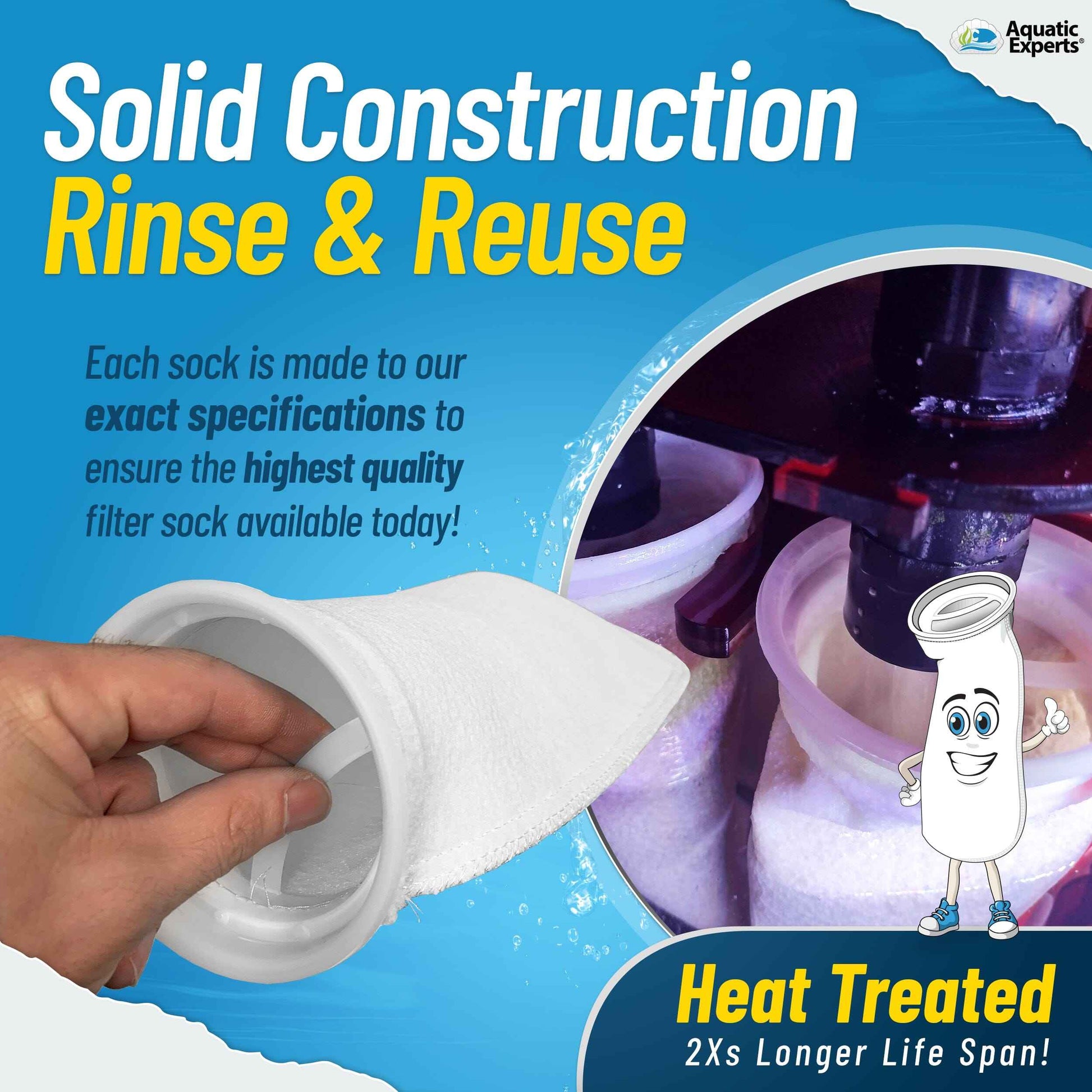 7" Ring Aquarium Filter Sock 100 Micron for Saltwater & Reef Aquariums