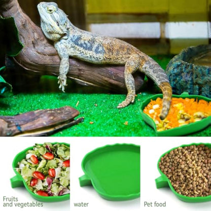 Naturalistic Leaf Reptile Food & Water Dishes