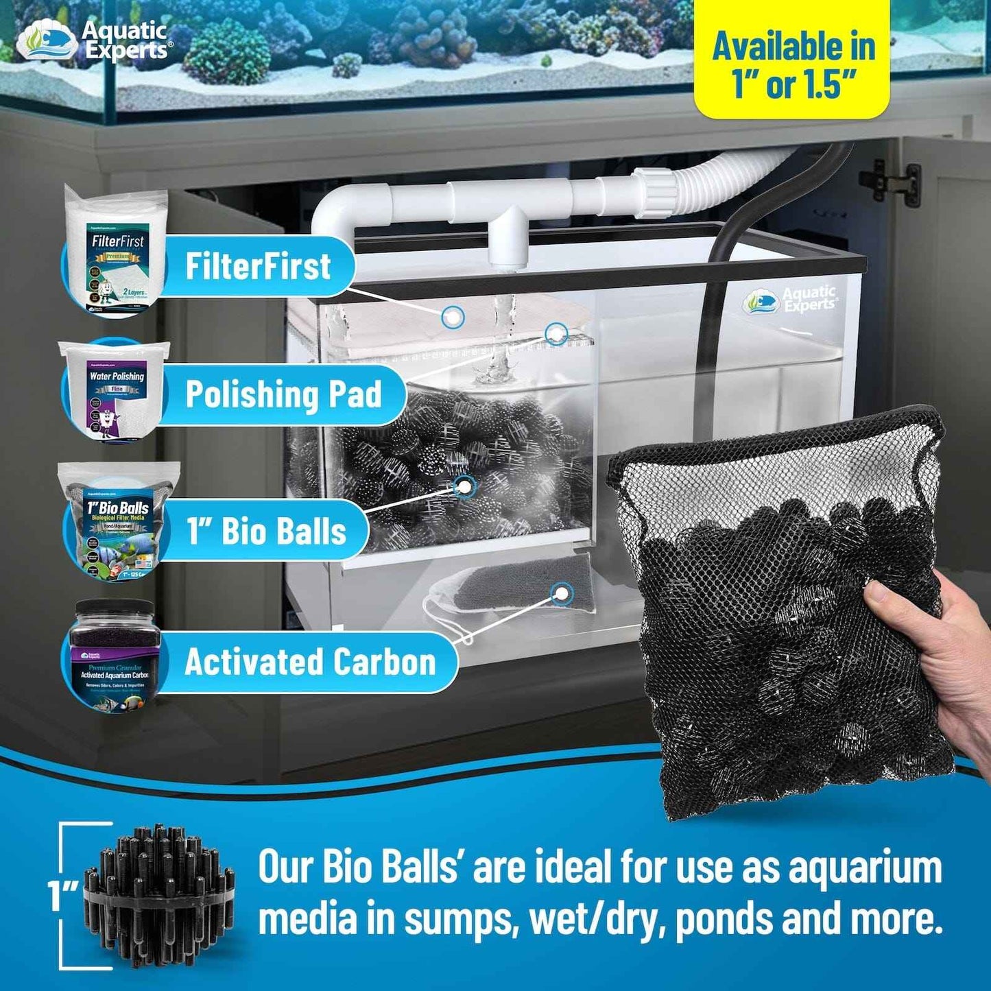 1-Inch Bio Balls Filter Media for Aquarium and Pond Filters