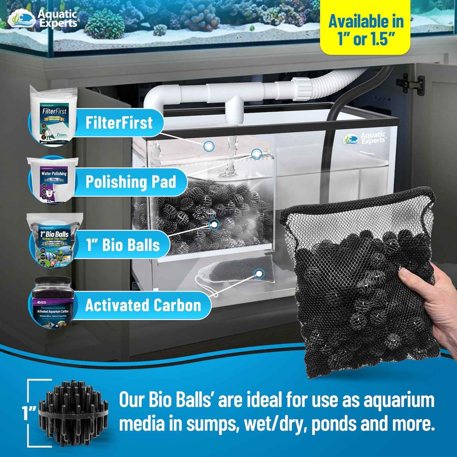 1-Inch Bio Balls Filter Media for Aquarium and Pond Filters