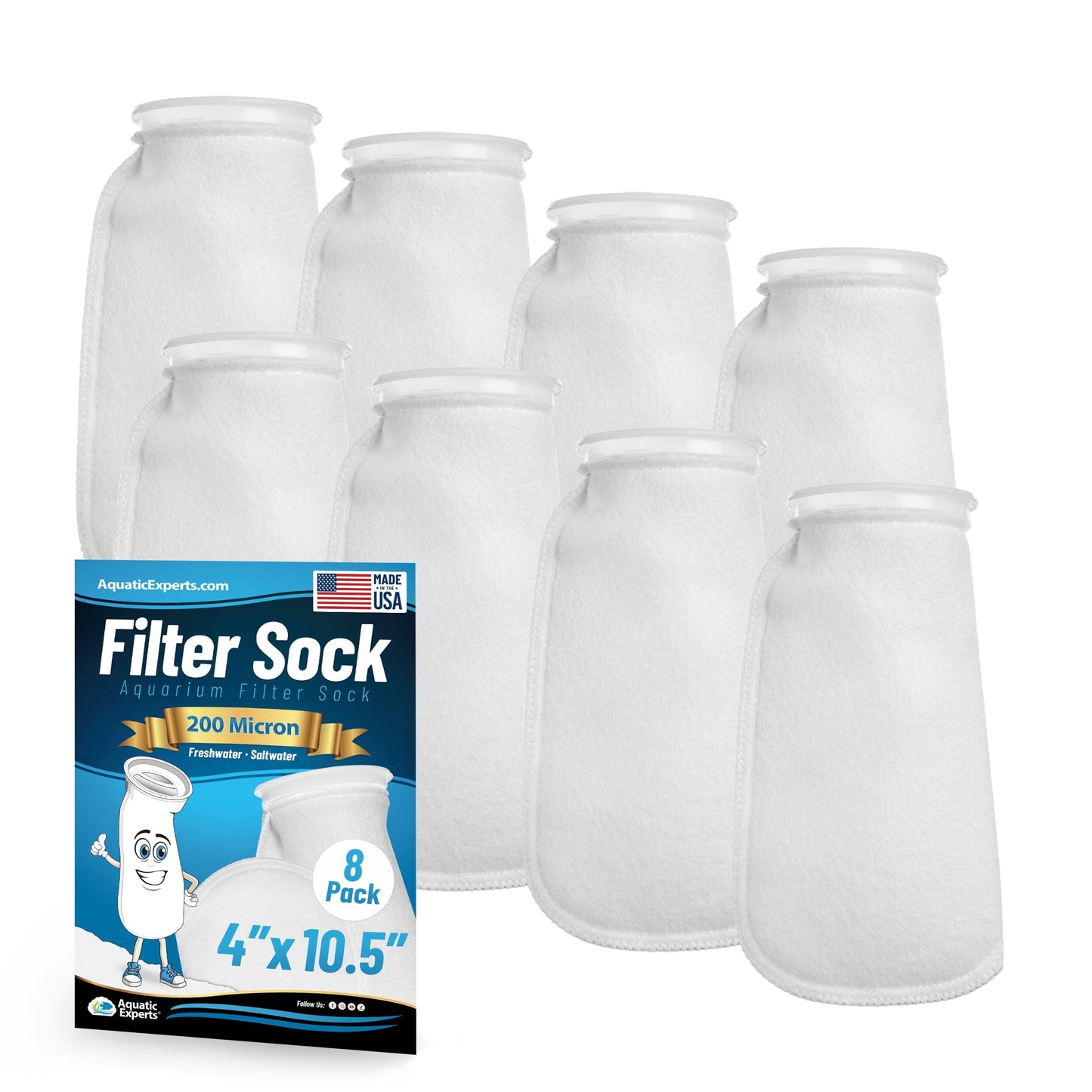 4" Ring Aquarium Filter Sock 200 Micron for Saltwater Aquariums
