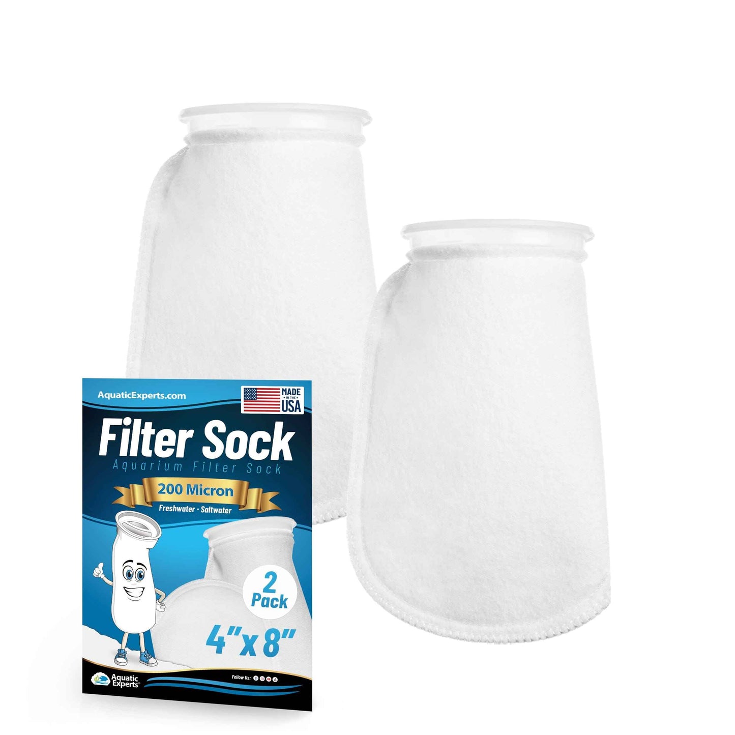 4" Ring Aquarium Filter Sock 200 Micron for Saltwater Aquariums