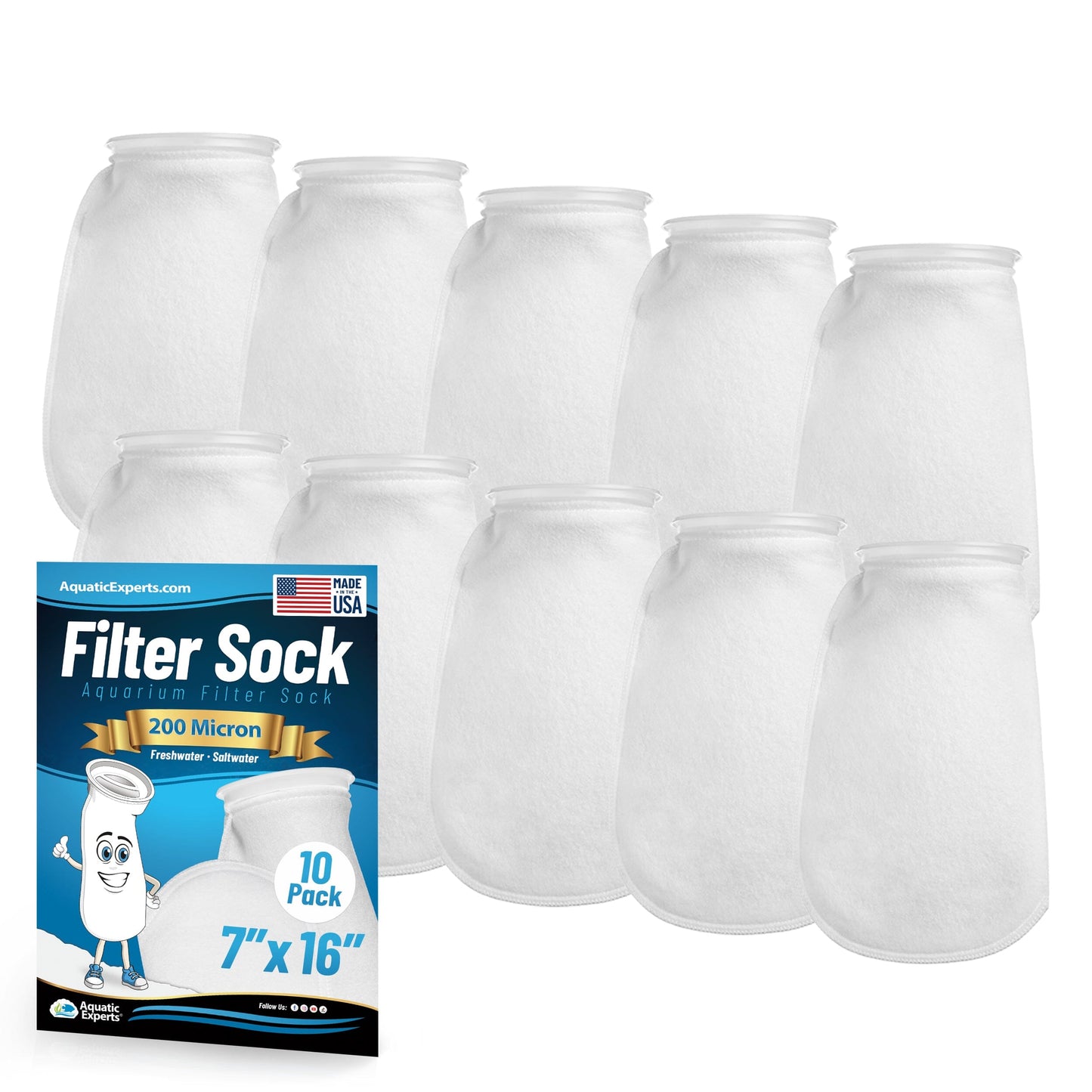 7" Ring Aquarium Filter Sock – 200 Micron for Saltwater & Reef Tanks