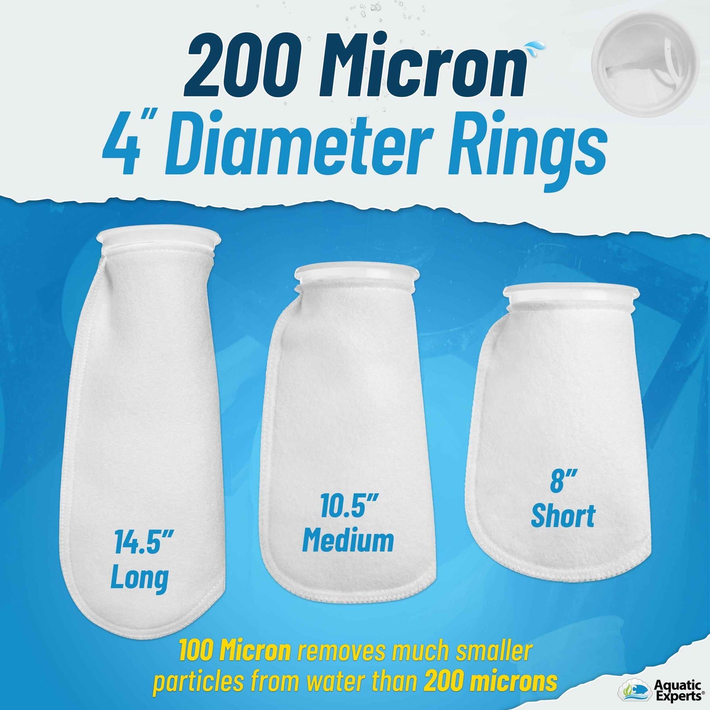 4" Ring Aquarium Filter Sock 200 Micron for Saltwater Aquariums