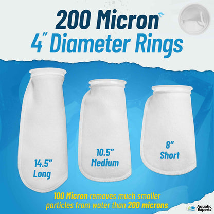 4" Ring Aquarium Filter Sock 200 Micron for Saltwater Aquariums