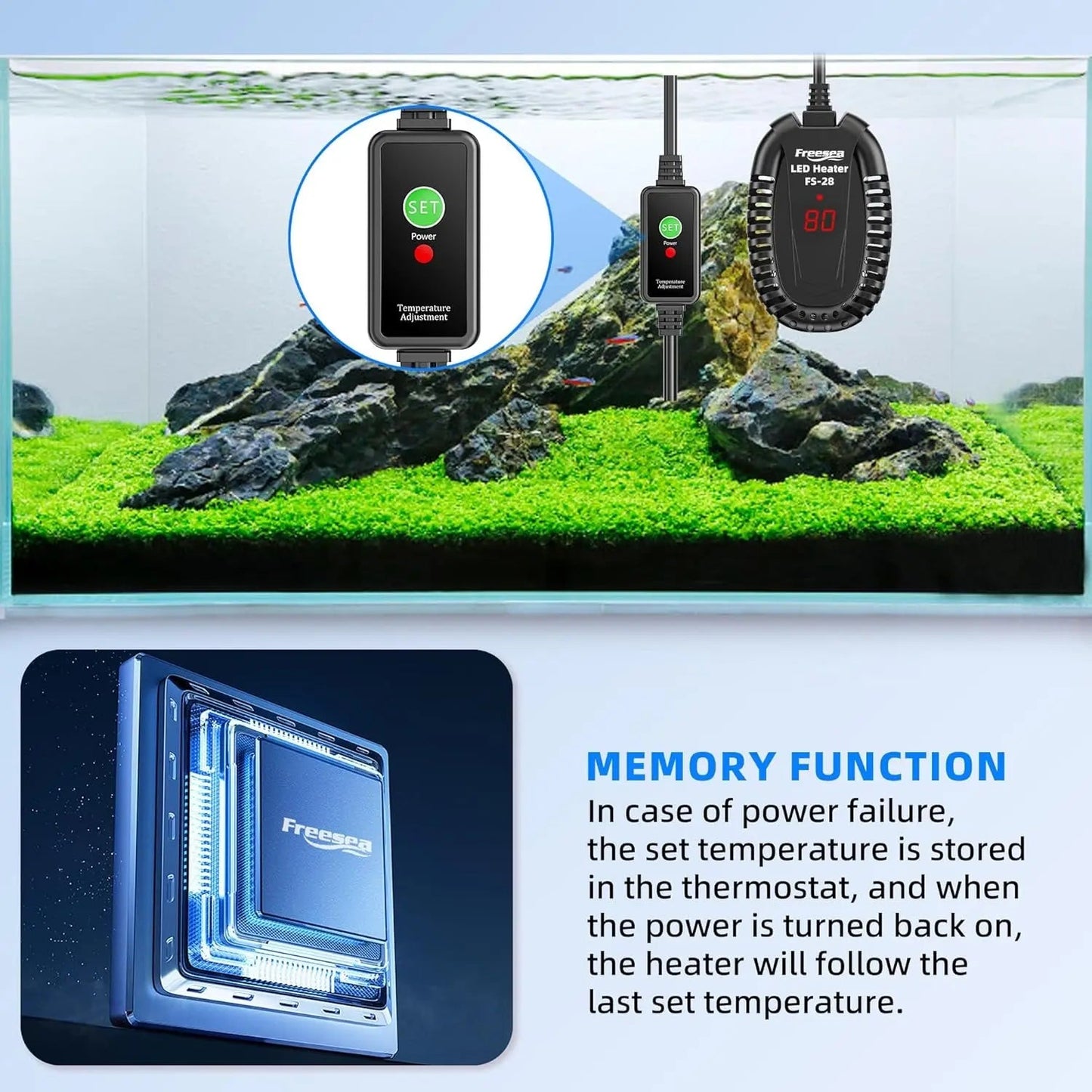 50W Submersible Aquarium Heater with External Temp Controller