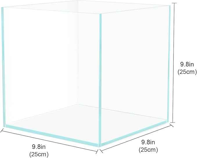 Cube Rimless Aquarium 4 Gallon, Ultra Clear Low Iron Nano Fish Tank for Betta, L9.8×W9.8×H9.8 Glass Thickness 5mm with EVA Foam Leveling Mat