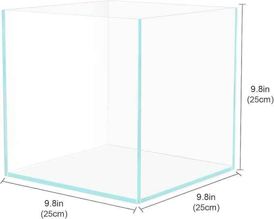 Cube Rimless Aquarium 4 Gallon, Ultra Clear Low Iron Nano Fish Tank for Betta, L9.8×W9.8×H9.8 Glass Thickness 5mm with EVA Foam Leveling Mat