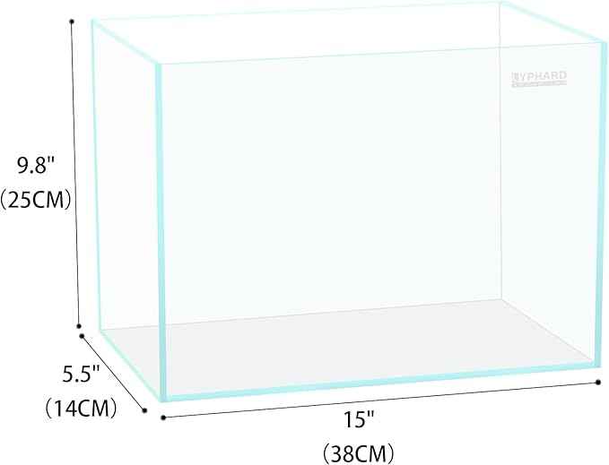 3.5 Gallon Rimless Aquarium, Ultra Clear Low Iron Nano Fish Tank for Bettas, Shrimp, L15×W5.5×H9.8 Glass Thickness 5mm with EVA Foam Leveling Mat