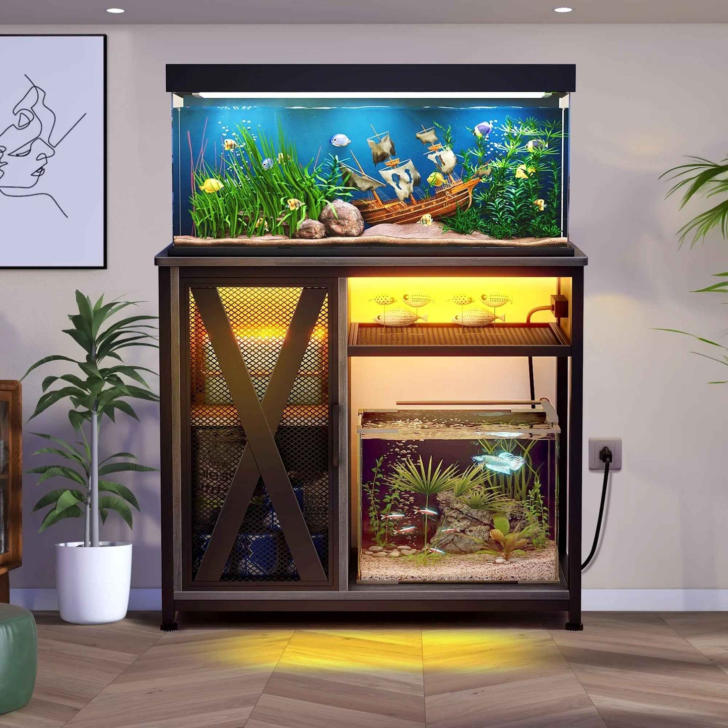 40-50 Gallon Fish Tank Stand with Power Outlets