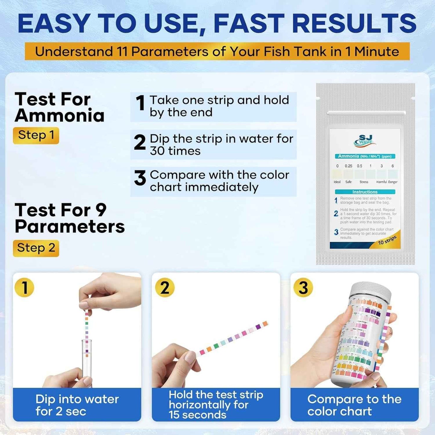 Aquarium Test Strips 11 in 1 Water Test Kit | 950 Tests