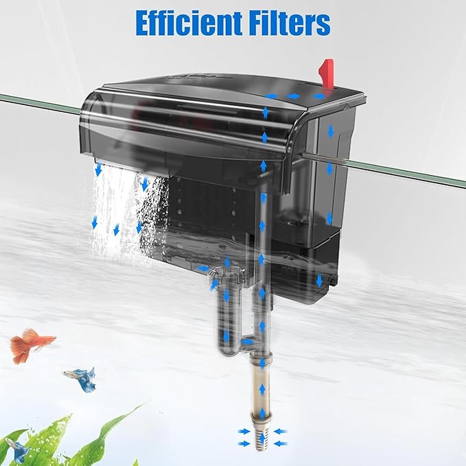 AQQA Hang-on-Back Aquarium Filter 10-30 Gallon (8W 110 GPH)