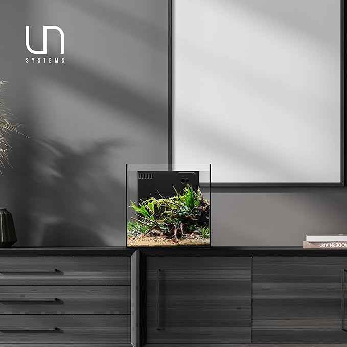 Ultum Nature Systems Dual AIO - Freshwater/Saltwater Compatible All in One Rimless Tank with Triple Chamber Filtration System, Integrated Filter Aquarium w/Leveling Mat - 17 Gallon, 40A, Black