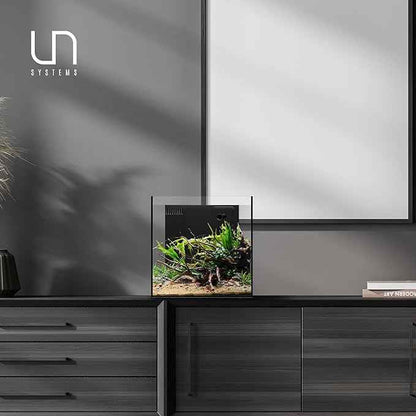 Ultum Nature Systems Dual AIO - Freshwater/Saltwater Compatible All in One Rimless Tank with Triple Chamber Filtration System, Integrated Filter Aquarium w/Leveling Mat - 17 Gallon, 40A, Black