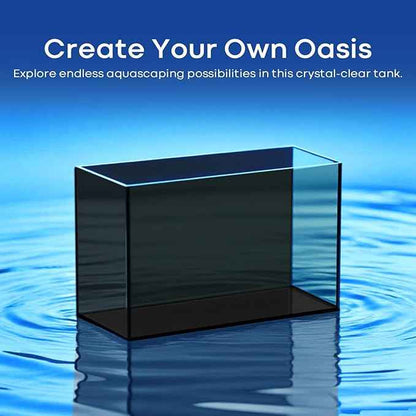 10 Gallon Glass Fish Tank, Aquarium for Bettas, Snails, Shrimp, Easy to Maintain Ultra Clear Rimless Dark Background Low Iron