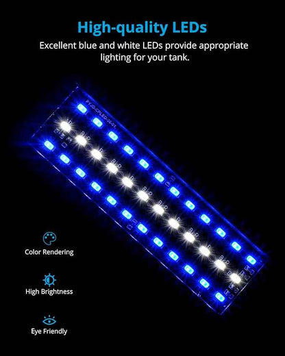 NICREW Marine Clip on Aquarium Light, Saltwater Fish Tank Light for Coral Reef Tanks with LCD Timer, 2 Lighting Modes