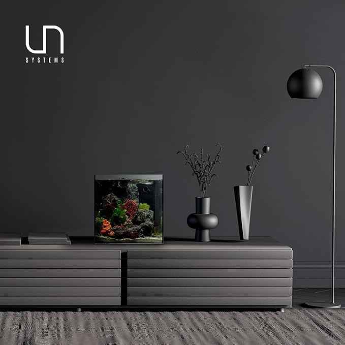 Ultum Nature Systems Dual AIO - Freshwater/Saltwater Compatible All in One Rimless Tank with Triple Chamber Filtration System, Integrated Filter Aquarium w/Leveling Mat - 7 Gallon, 30A, Black