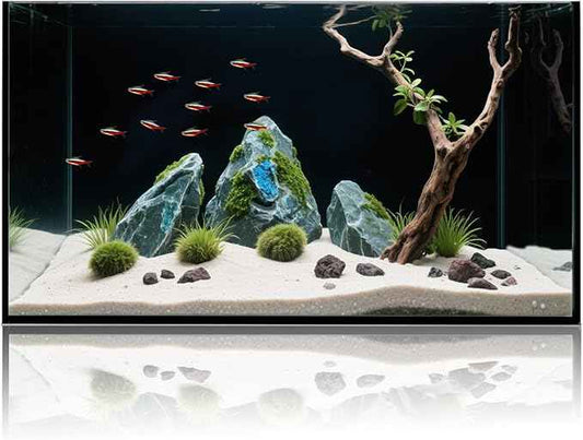 10 Gallon Glass Fish Tank, Aquarium for Bettas, Snails, Shrimp, Easy to Maintain Ultra Clear Rimless Dark Background Low Iron