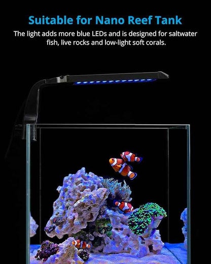 NICREW Marine Clip on Aquarium Light, Saltwater Fish Tank Light for Coral Reef Tanks with LCD Timer, 2 Lighting Modes