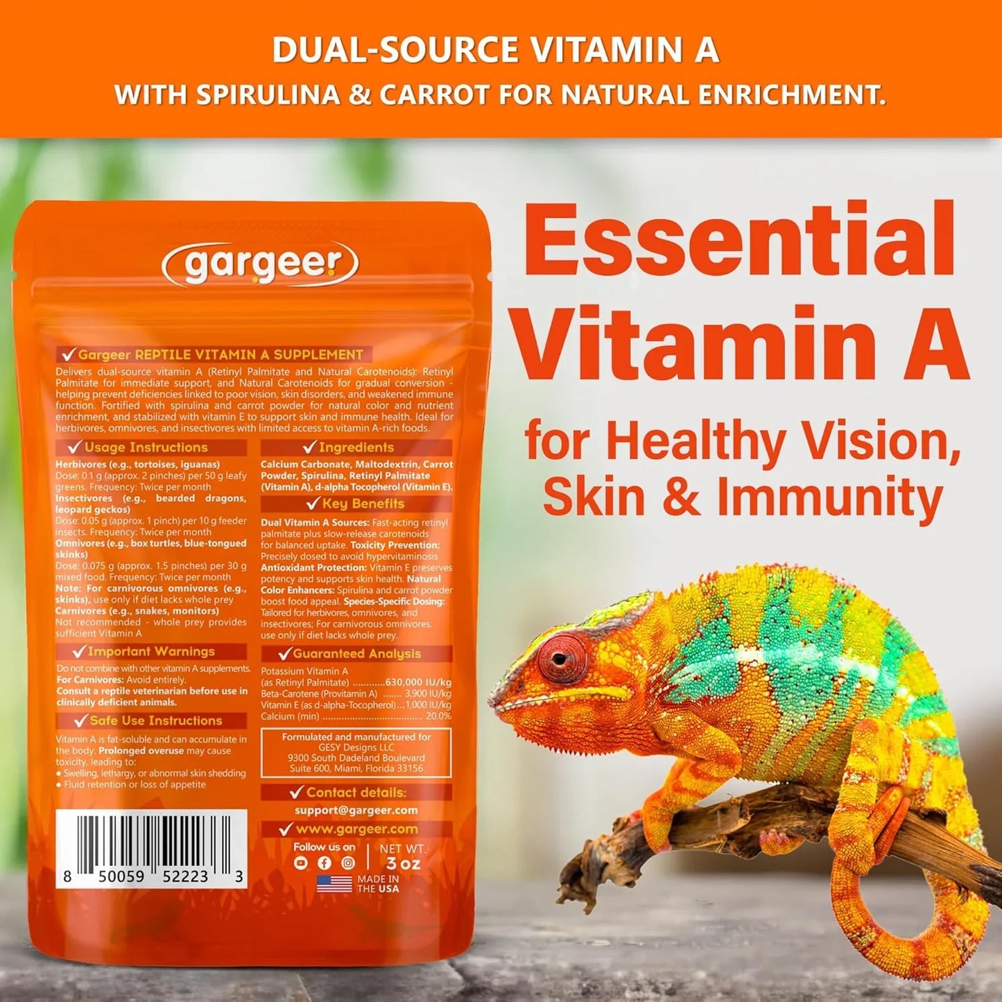 Gargeer Vitamin A+ All Reptiles Supplement