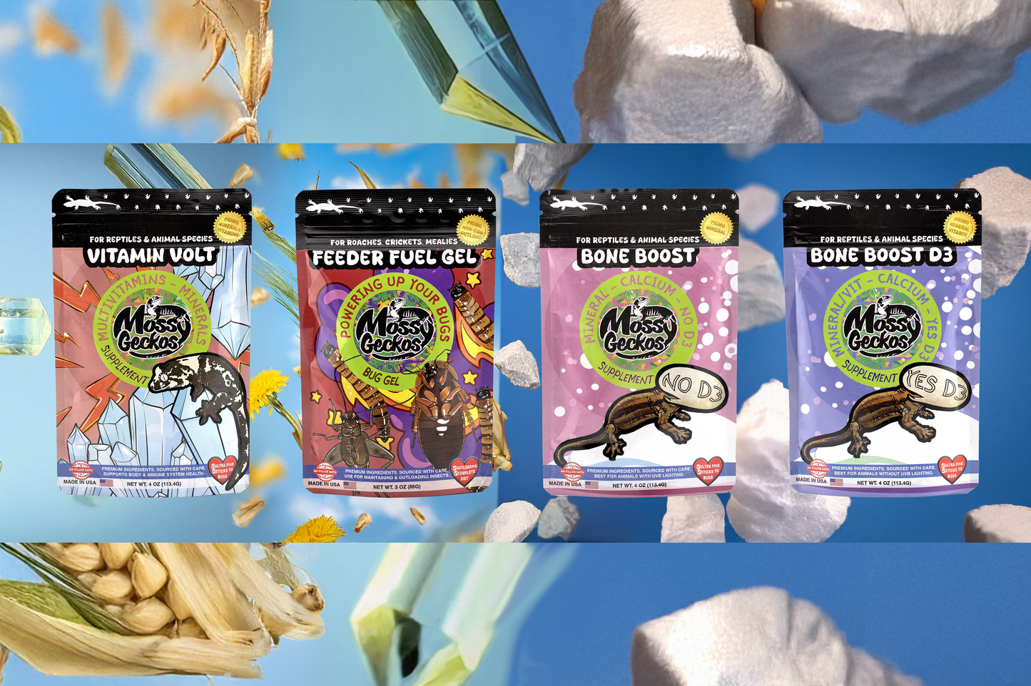 Dietary Supplements by Mossy Geckos | 4 Pack