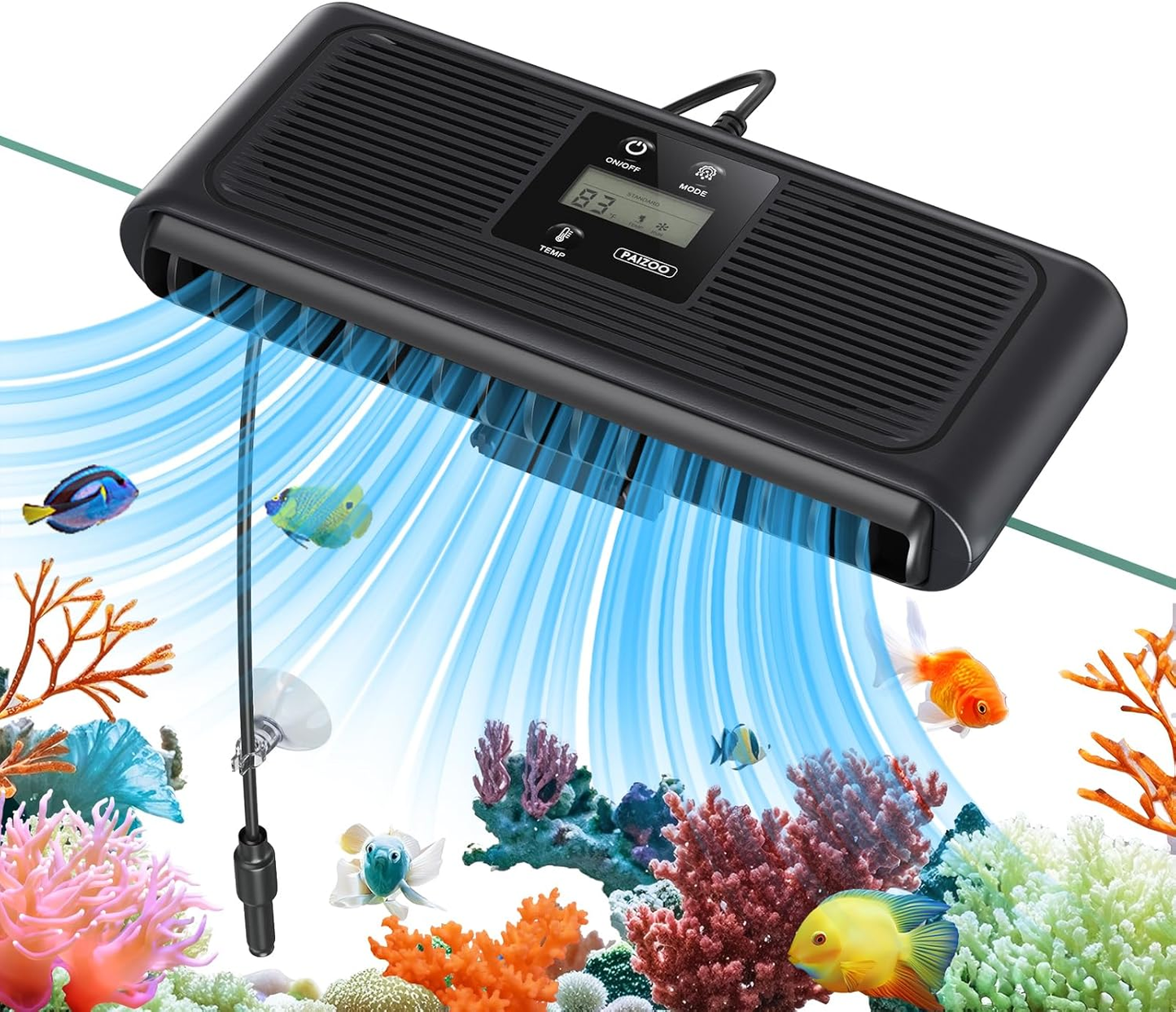 Aquarium Chiller Fan Auto Temp Control LCD 3-Speed Tank Cooler - Scholarly Exotics LLC