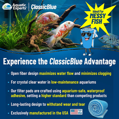 ClassicBlue Aquarium Filter Pad Roll Blue White Bonded Cut to Fit Bulk