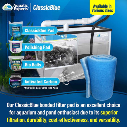 ClassicBlue Aquarium Filter Pad Roll Blue White Bonded Cut to Fit Bulk