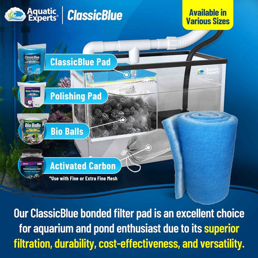 ClassicBlue Aquarium Filter Pad Roll Blue White Bonded Cut to Fit Bulk