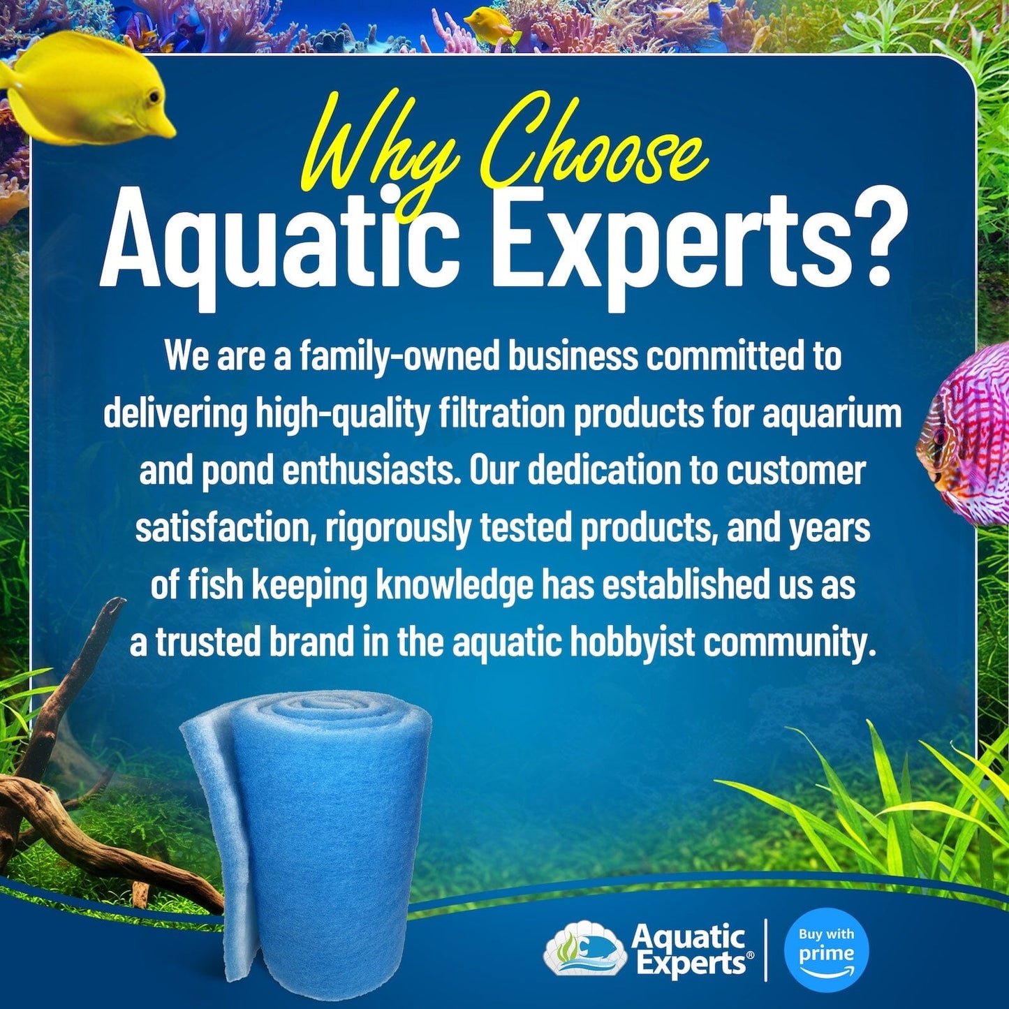 ClassicBlue Aquarium Filter Pad Roll Blue White Bonded Cut to Fit Bulk