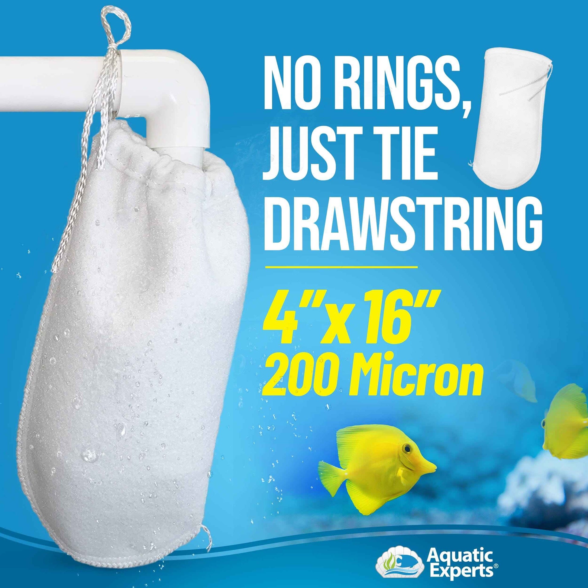 Aquarium Filter Sock – 200 Micron Drawstring for Saltwater & Reef