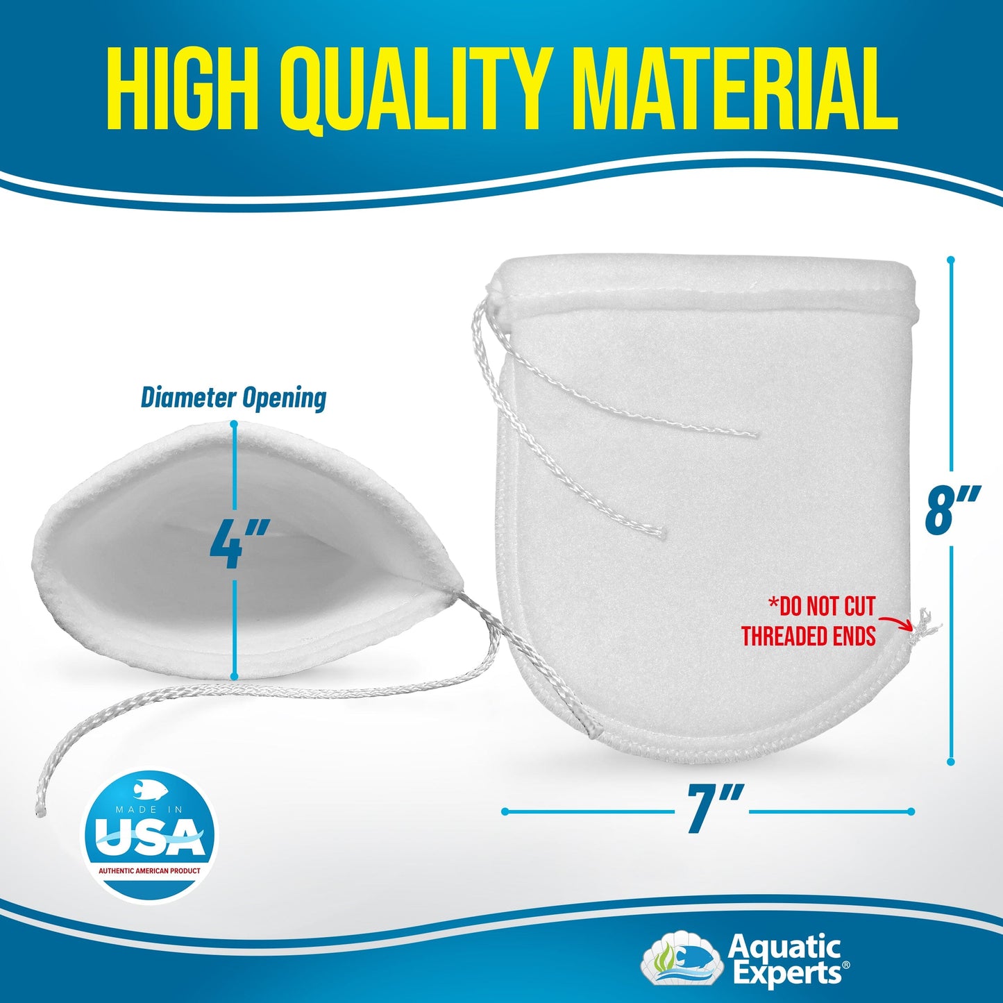 Aquarium Filter Sock – 200 Micron Drawstring for Saltwater & Reef