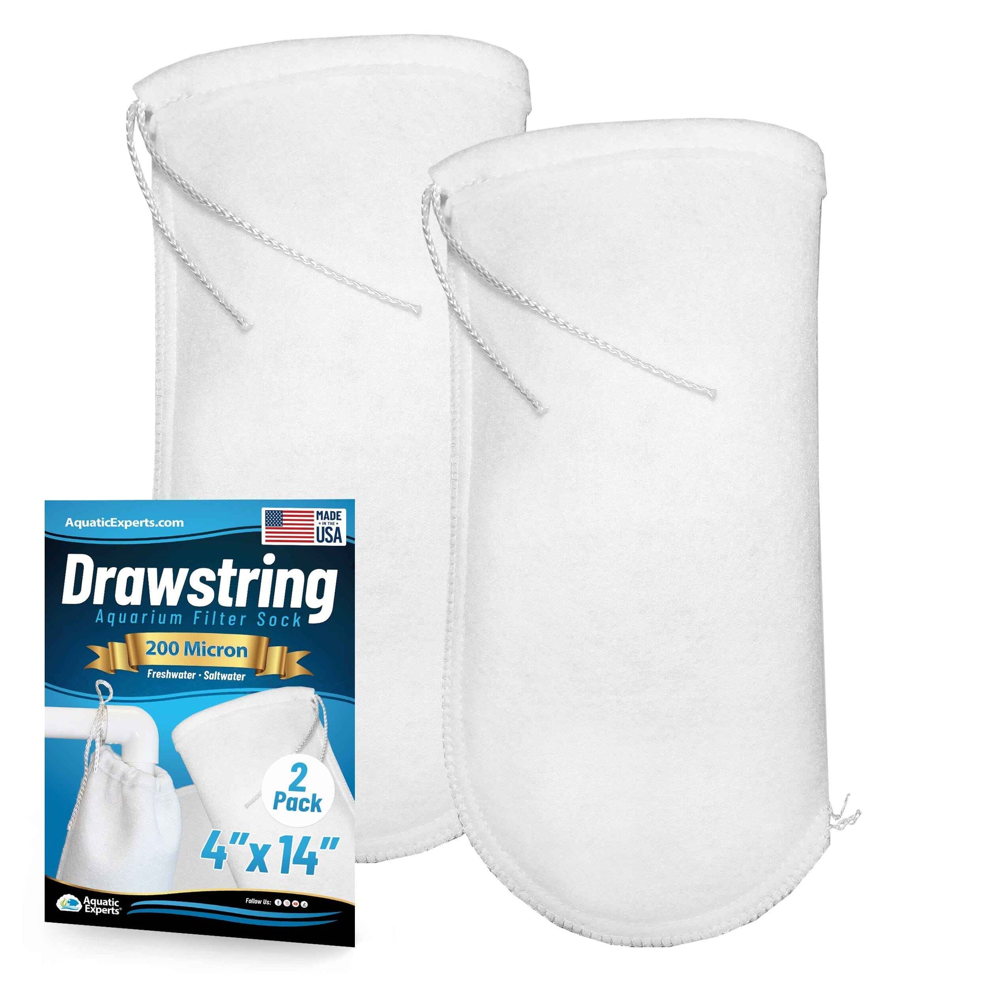 Aquarium Filter Sock – 200 Micron Drawstring for Saltwater & Reef