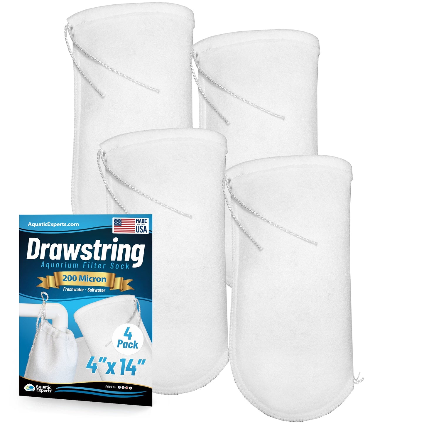 Aquarium Filter Sock – 200 Micron Drawstring for Saltwater & Reef