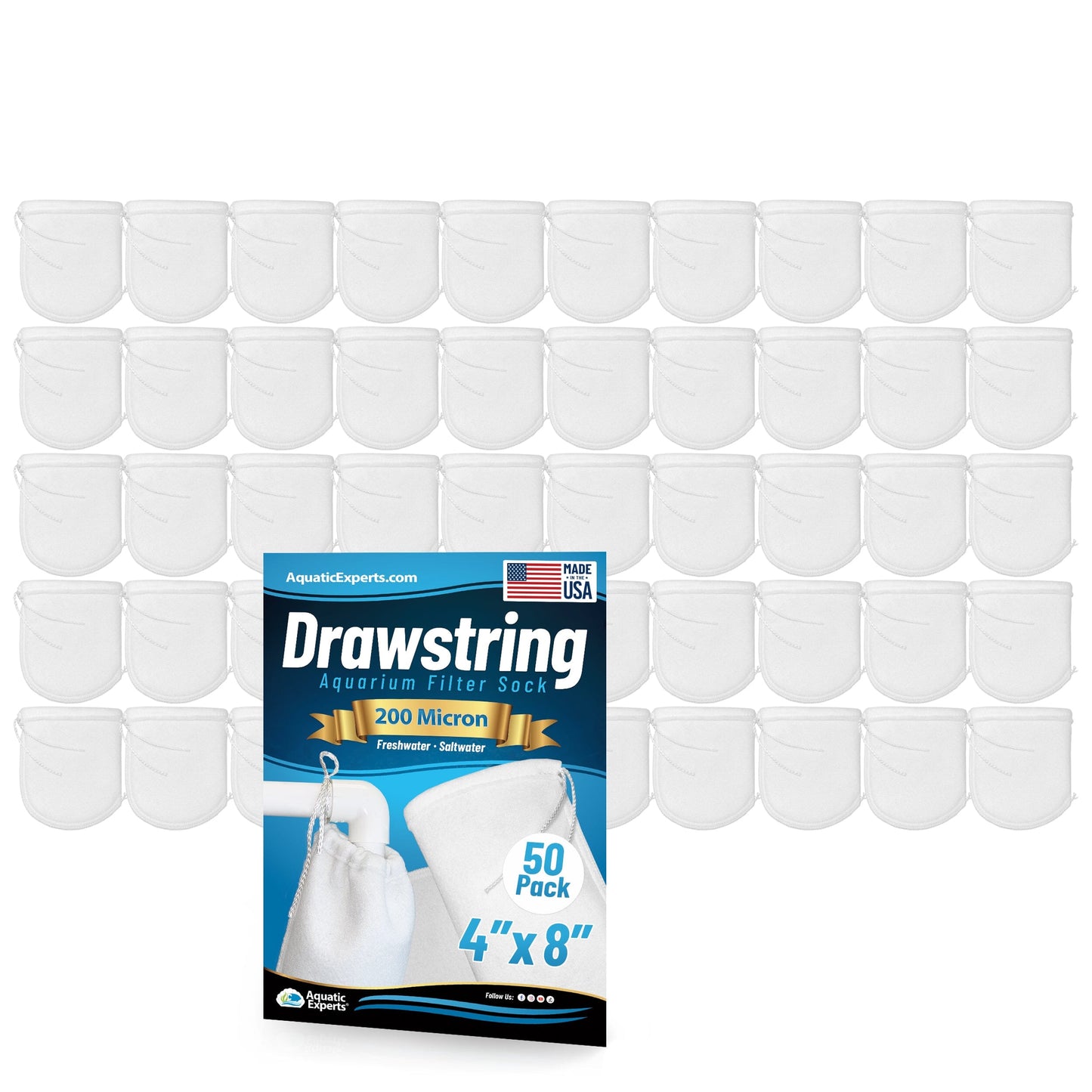 Aquarium Filter Sock – 200 Micron Drawstring for Saltwater & Reef