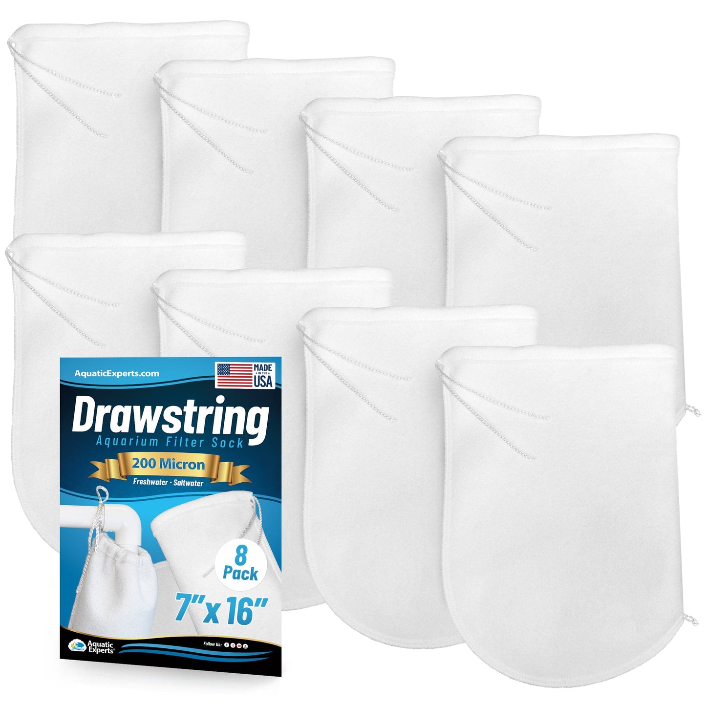 Aquarium Filter Sock – 200 Micron Drawstring for Saltwater & Reef