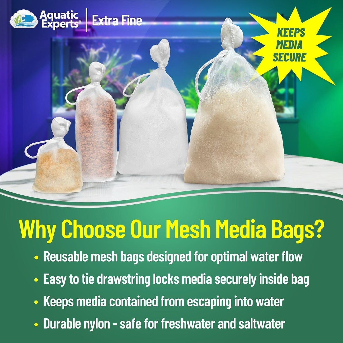 Aquarium Filter Bag – Extra Fine Mesh with Drawstring