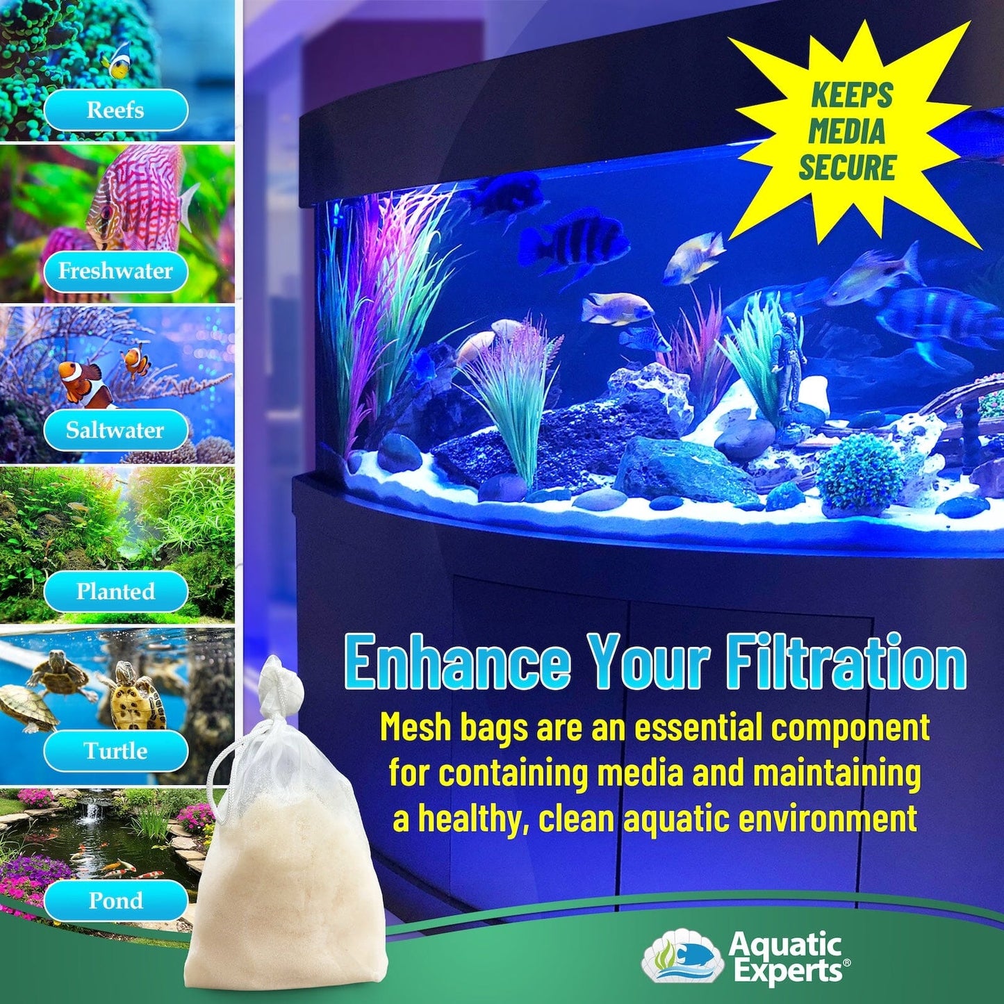 Aquarium Filter Bag – Extra Fine Mesh with Drawstring