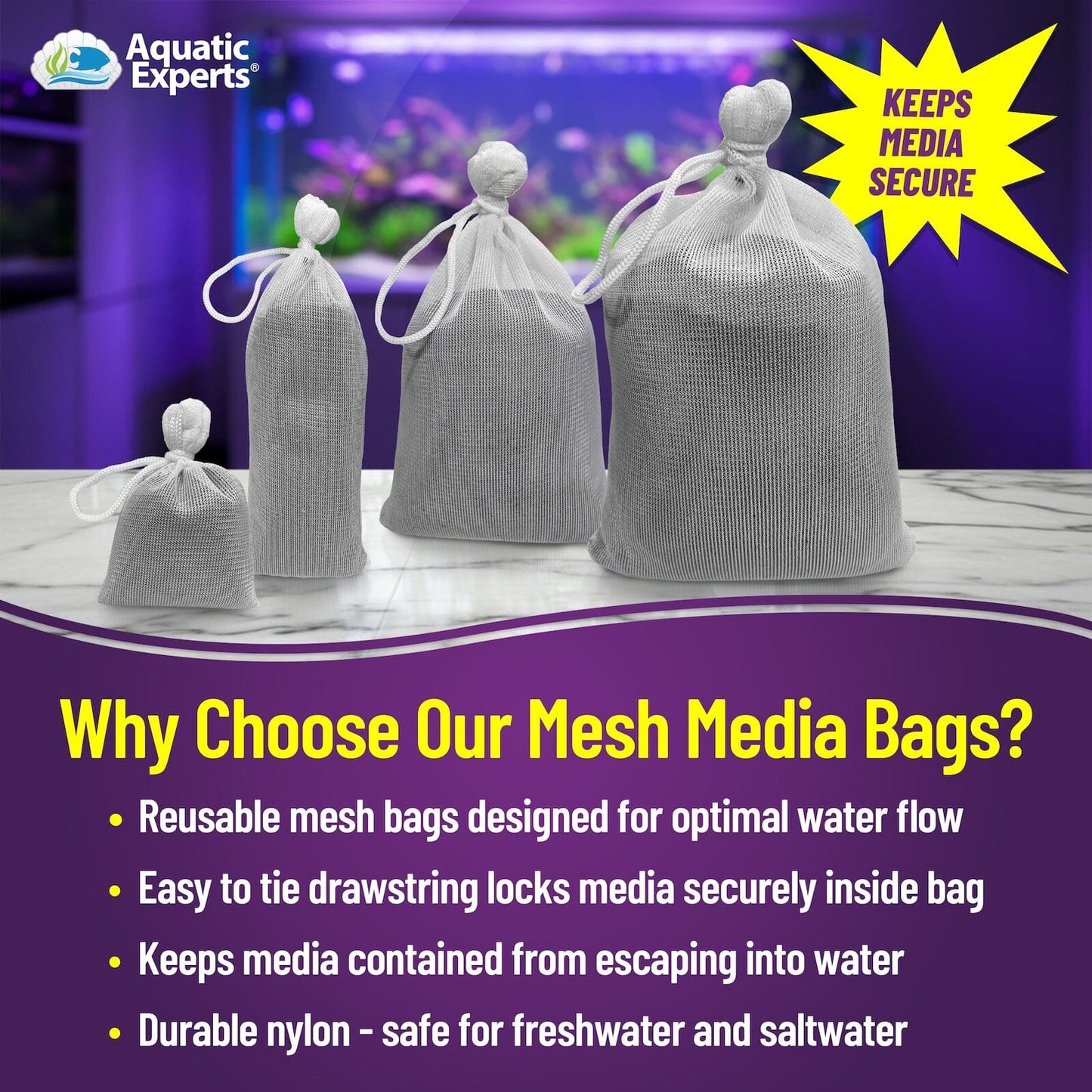 Aquarium Filter Bag – Fine Mesh with Drawstring