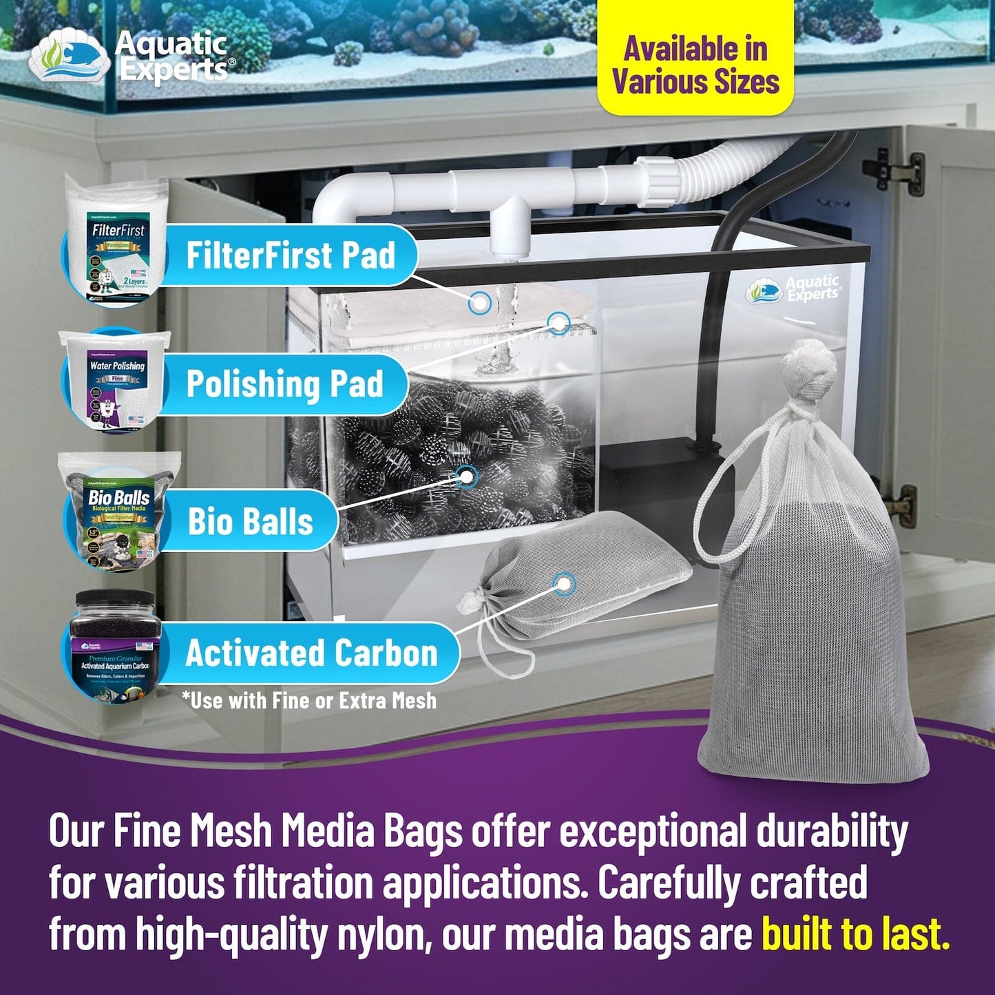 Aquarium Filter Bag – Fine Mesh with Drawstring
