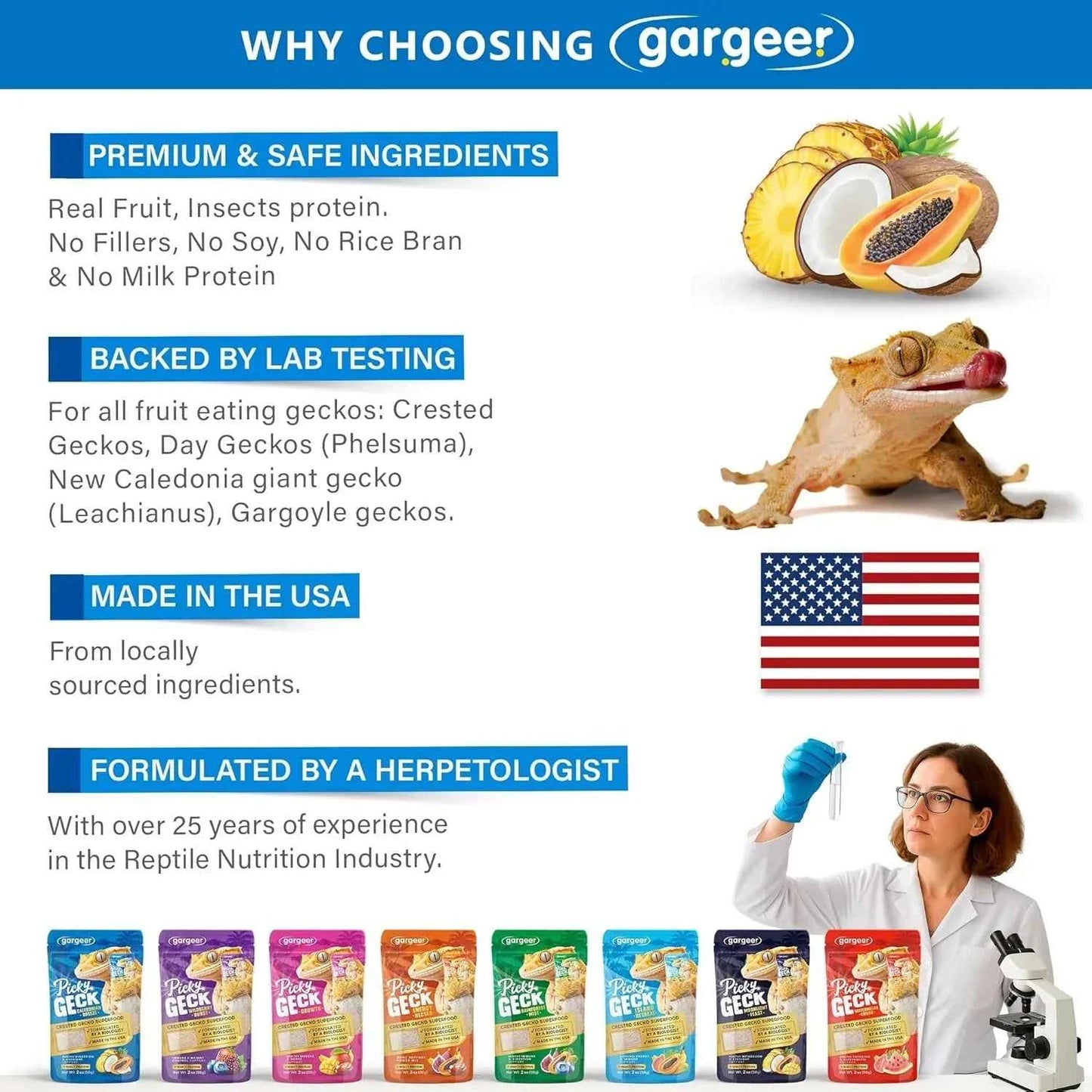 Gargeer 'Picky Geck' Caledonian Breeze - Premium Crested Gecko Food | Digestion & Eye Support