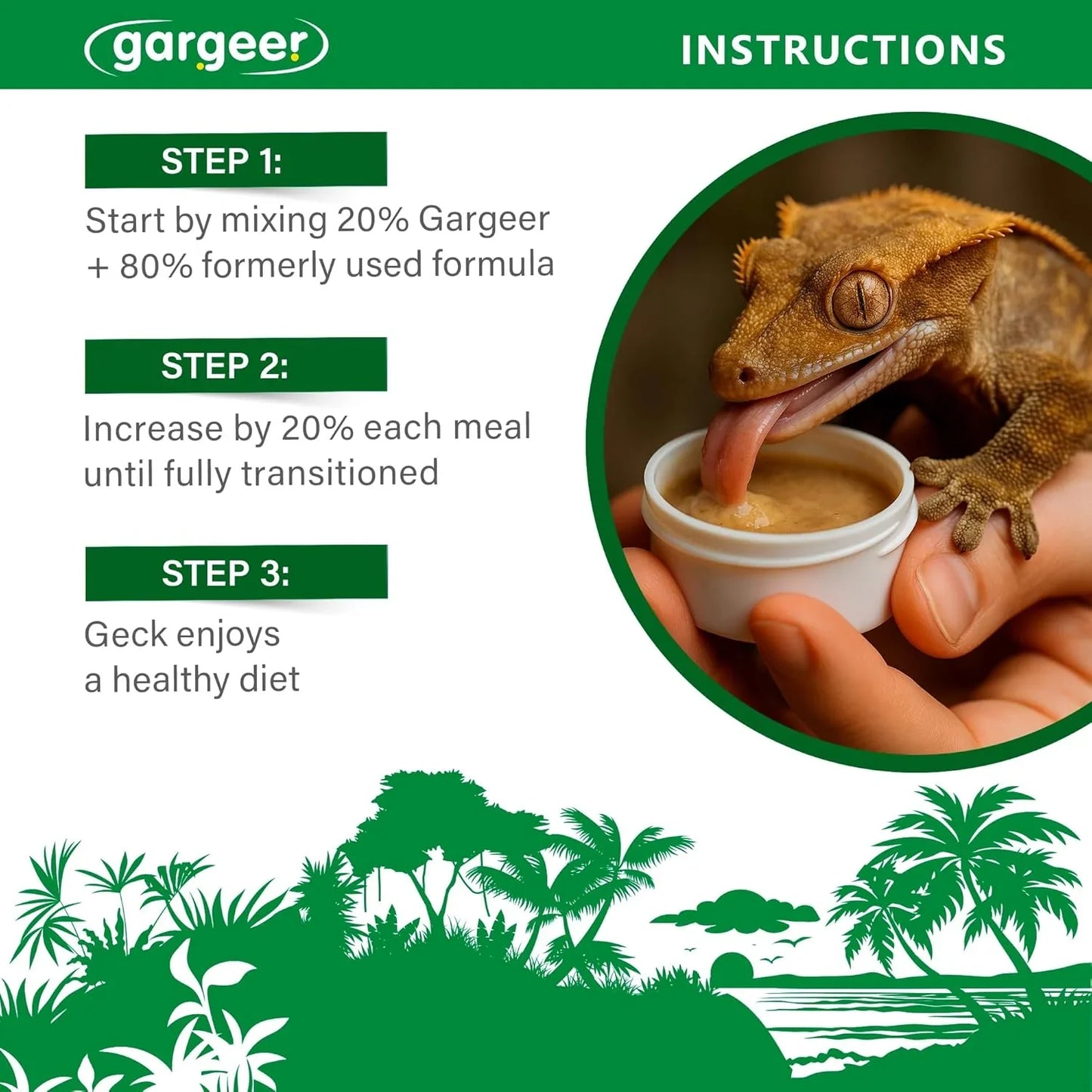Gargeer 'Picky Geck' Rainforest Mist - Premium Crested Gecko Food | Immune & Digestion Support