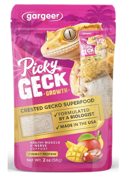 Gargeer 'Picky Geck' Growth - Premium Crested Gecko Food | High-Protein Formula for Bone & Muscle Support