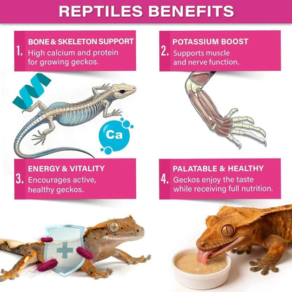 Gargeer 'Picky Geck' Growth - Premium Crested Gecko Food | High-Protein Formula for Bone & Muscle Support